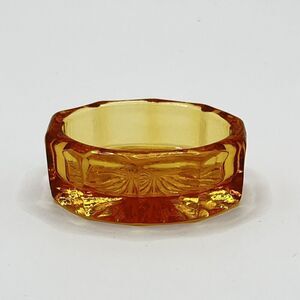 Vintage Amber Art deco Cut glass oval Open Salt cellar